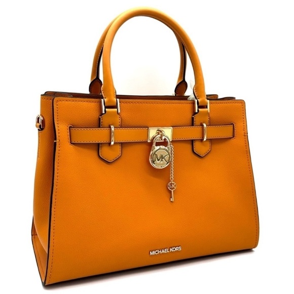 Michael Kors Medium Hamilton Leather Satchel Bag Cider (NWT - Picture 3 of 13